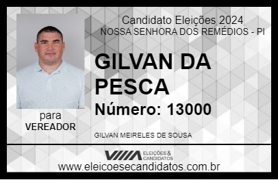 Candidato GILVAN DA PESCA 2024 - NOSSA SENHORA DOS REMÉDIOS - Eleições