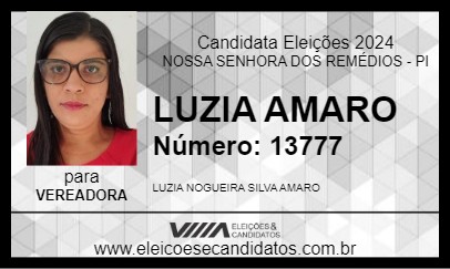 Candidato LUZIA AMARO 2024 - NOSSA SENHORA DOS REMÉDIOS - Eleições