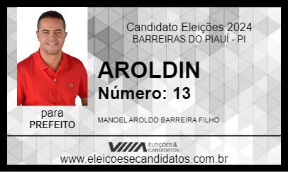 Candidato AROLDIN 2024 - BARREIRAS DO PIAUÍ - Eleições