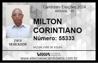 Candidato MILTON CORINTIANO 2024 - ARRAIAL - Eleições