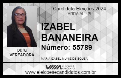 Candidato IZABEL BANANEIRA 2024 - ARRAIAL - Eleições