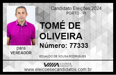 Candidato TOMÉ DE OLIVEIRA 2024 - PORTO - Eleições