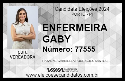 Candidato ENFERMEIRA GABY 2024 - PORTO - Eleições