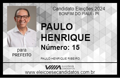 Candidato PAULO HENRIQUE 2024 - BONFIM DO PIAUÍ - Eleições