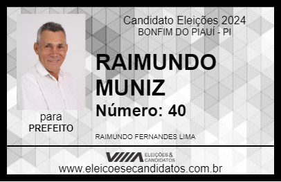 Candidato RAIMUNDO MUNIZ 2024 - BONFIM DO PIAUÍ - Eleições