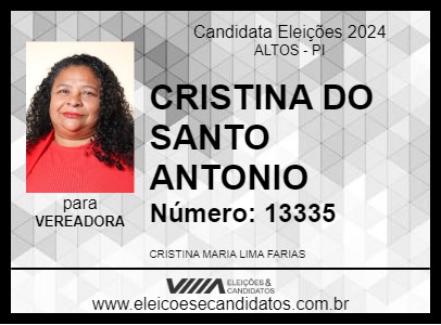 Candidato CRISTINA DO SANTO ANTONIO 2024 - ALTOS - Eleições