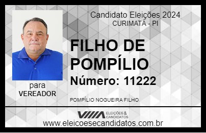 Candidato FILHO DE POMPÍLIO 2024 - CURIMATÁ - Eleições