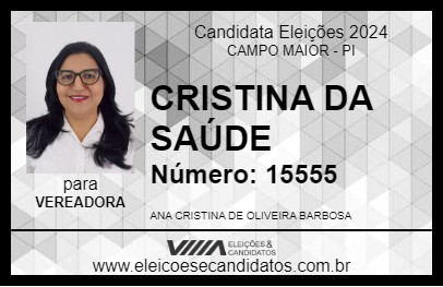 Candidato CRISTINA DA SAÚDE 2024 - CAMPO MAIOR - Eleições