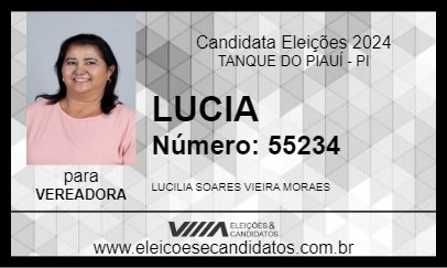 Candidato LUCIA 2024 - TANQUE DO PIAUÍ - Eleições