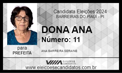 Candidato DONA ANA 2024 - BARREIRAS DO PIAUÍ - Eleições