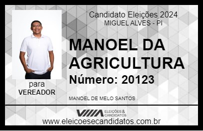 Candidato MANOEL DA AGRICULTURA 2024 - MIGUEL ALVES - Eleições