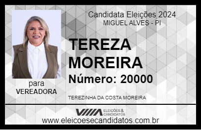 Candidato TEREZA MOREIRA 2024 - MIGUEL ALVES - Eleições