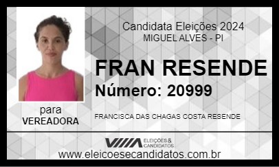 Candidato FRAN RESENDE 2024 - MIGUEL ALVES - Eleições