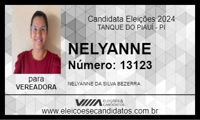 Candidato NELYANNE 2024 - TANQUE DO PIAUÍ - Eleições