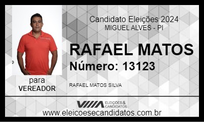 Candidato RAFAEL MATOS 2024 - MIGUEL ALVES - Eleições