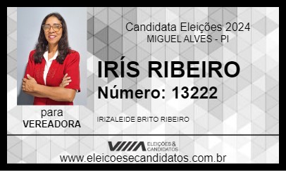 Candidato IRÍS RIBEIRO 2024 - MIGUEL ALVES - Eleições