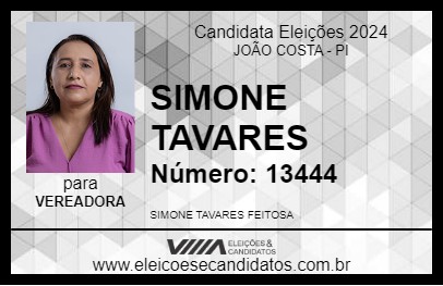 Candidato SIMONE TAVARES 2024 - JOÃO COSTA - Eleições