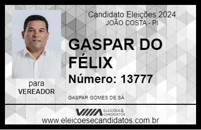 Candidato GASPAR DO FÉLIX 2024 - JOÃO COSTA - Eleições