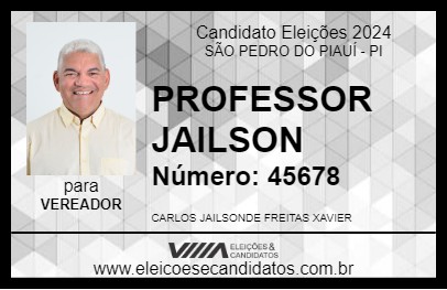 Candidato PROFESSOR JAILSON 2024 - SÃO PEDRO DO PIAUÍ - Eleições