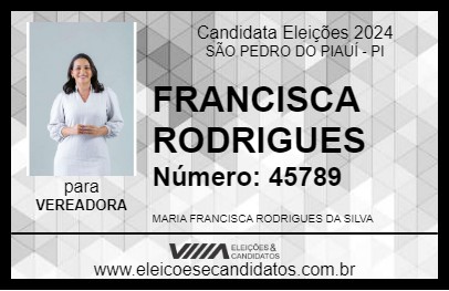 Candidato FRANCISCA RODRIGUES 2024 - SÃO PEDRO DO PIAUÍ - Eleições