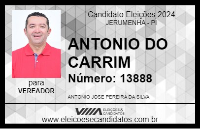 Candidato ANTONIO DO CARRIM 2024 - JERUMENHA - Eleições