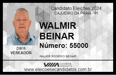 Candidato WALMIR BEINAR 2024 - CAJUEIRO DA PRAIA - Eleições