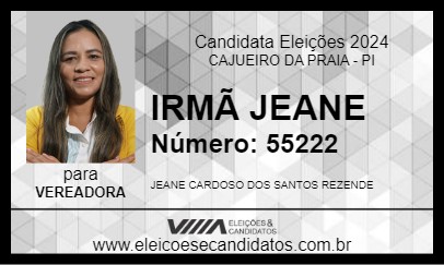 Candidato IRMÃ JEANE 2024 - CAJUEIRO DA PRAIA - Eleições