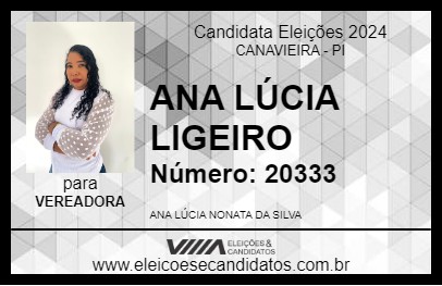 Candidato ANA LÚCIA LIGEIRO 2024 - CANAVIEIRA - Eleições