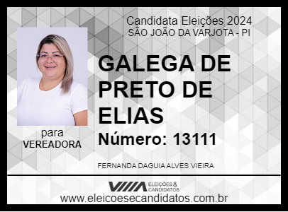 Candidato GALEGA DE PRETO DE ELIAS 2024 - SÃO JOÃO DA VARJOTA - Eleições