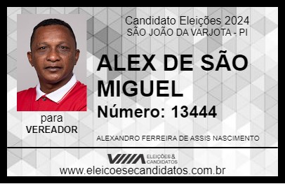 Candidato ALEX DE SÃO MIGUEL 2024 - SÃO JOÃO DA VARJOTA - Eleições