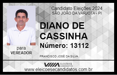 Candidato DIANO DE CASSINHA 2024 - SÃO JOÃO DA VARJOTA - Eleições