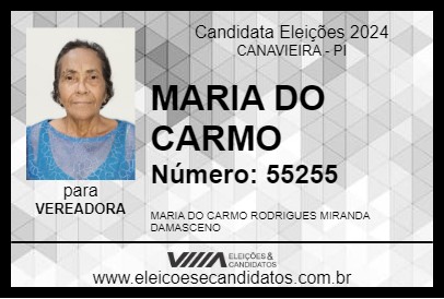 Candidato MARIA DO CARMO 2024 - CANAVIEIRA - Eleições