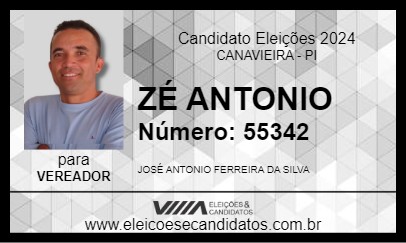 Candidato ZÉ ANTONIO 2024 - CANAVIEIRA - Eleições