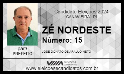 Candidato ZÉ NORDESTE 2024 - CANAVIEIRA - Eleições