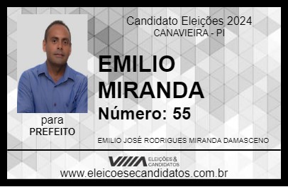 Candidato EMILIO MIRANDA  2024 - CANAVIEIRA - Eleições