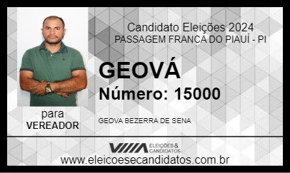 Candidato GEOVÁ 2024 - PASSAGEM FRANCA DO PIAUÍ - Eleições