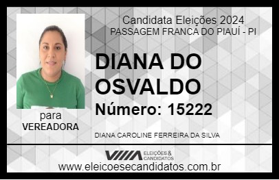 Candidato DIANA DO OSVALDO 2024 - PASSAGEM FRANCA DO PIAUÍ - Eleições