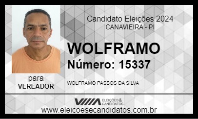 Candidato WOLFRAMO 2024 - CANAVIEIRA - Eleições