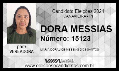 Candidato DORA MESSIAS 2024 - CANAVIEIRA - Eleições