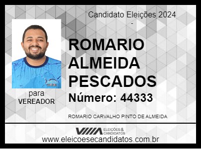 Candidato ROMARIO ALMEIDA PESCADOS 2024 - PARNAÍBA - Eleições