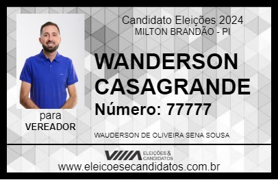 Candidato WANDERSON CASAGRANDE 2024 - MILTON BRANDÃO - Eleições