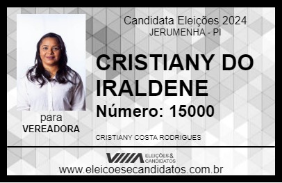 Candidato CRISTIANY DO IRALDENE 2024 - JERUMENHA - Eleições