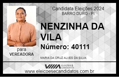 Candidato NENZINHA DA VILA 2024 - BARRO DURO - Eleições