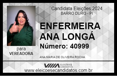 Candidato ENFERMEIRA ANA LONGÁ 2024 - BARRO DURO - Eleições