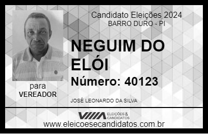 Candidato NEGUIM DO ELÓI 2024 - BARRO DURO - Eleições