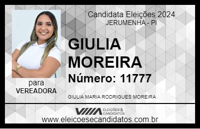 Candidato GIULIA MOREIRA 2024 - JERUMENHA - Eleições