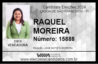 Candidato RAQUEL MOREIRA 2024 - LAGOA DE SÃO FRANCISCO - Eleições