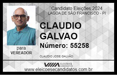 Candidato CLAUDIO GALVAO 2024 - LAGOA DE SÃO FRANCISCO - Eleições