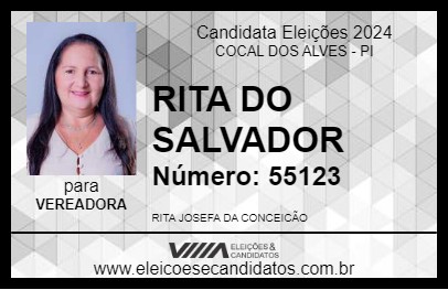 Candidato RITA DO SALVADOR 2024 - COCAL DOS ALVES - Eleições