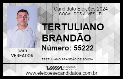 Candidato TERTULIANO BRANDÃO 2024 - COCAL DOS ALVES - Eleições